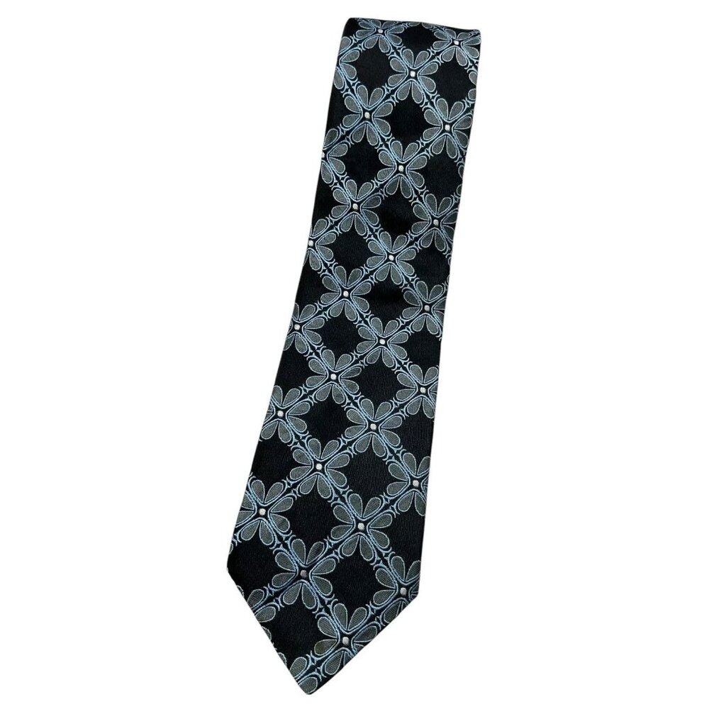 TED BAKER Men's 100% Silk Necktie DESIGNER Tie XL Brown Blue Floral W:3.5" EUC